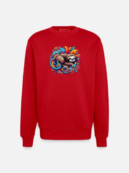 Sloth - Heavyweight Oversized Organic Crew Neck Made in EU - red