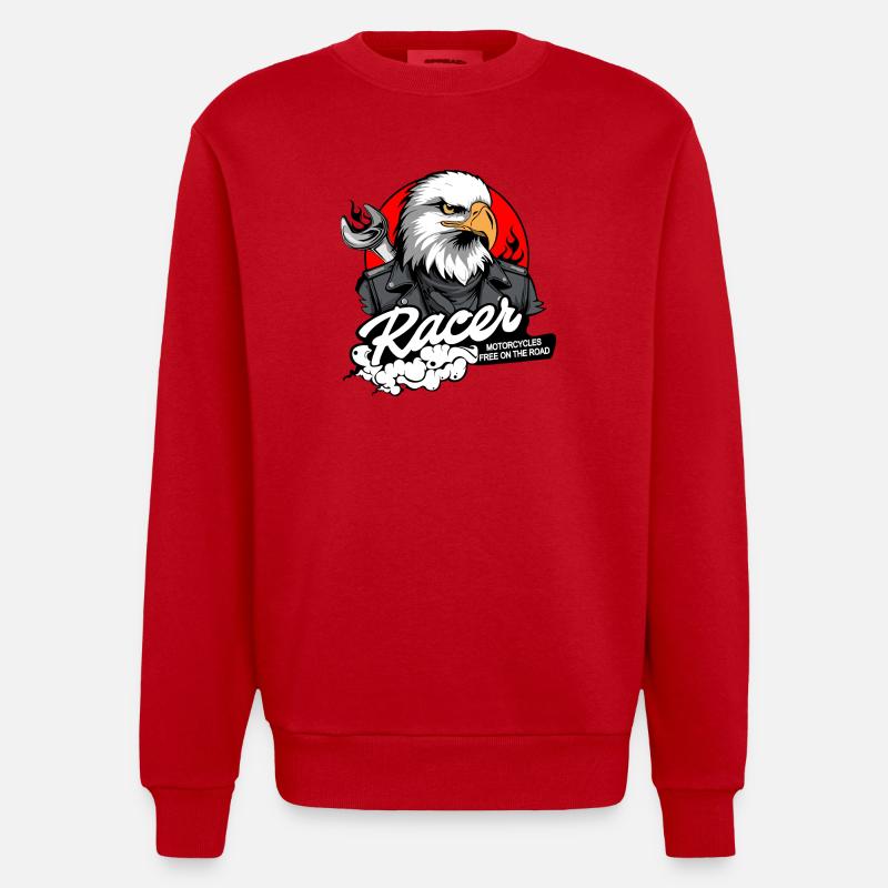 BIKER EAGLE - Heavyweight Oversized Organic Crew Neck Made in EU - red