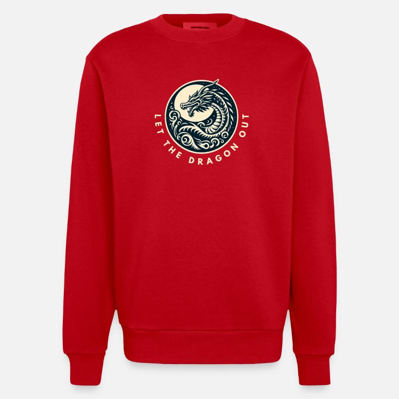 Lass den Drachen raus - Heavyweight Oversized Organic Crew Neck Made in EU - Rot