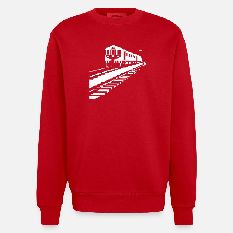 Chemin de fer Pixel Art - Sweat bio épais oversize fabriqué en UE - rouge