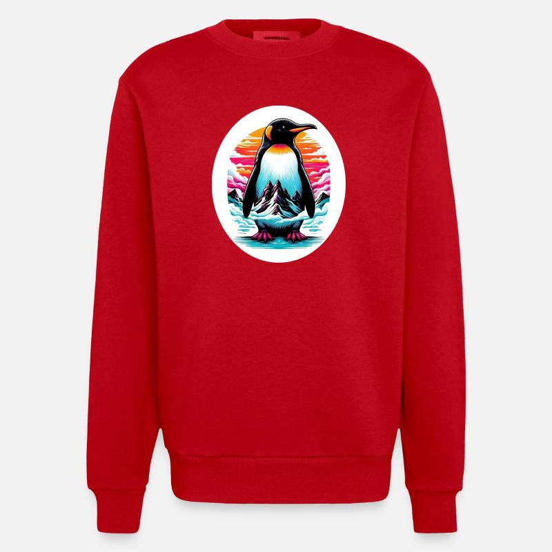 Pinguin - Heavyweight Oversized Organic Crew Neck Made in EU - Rot