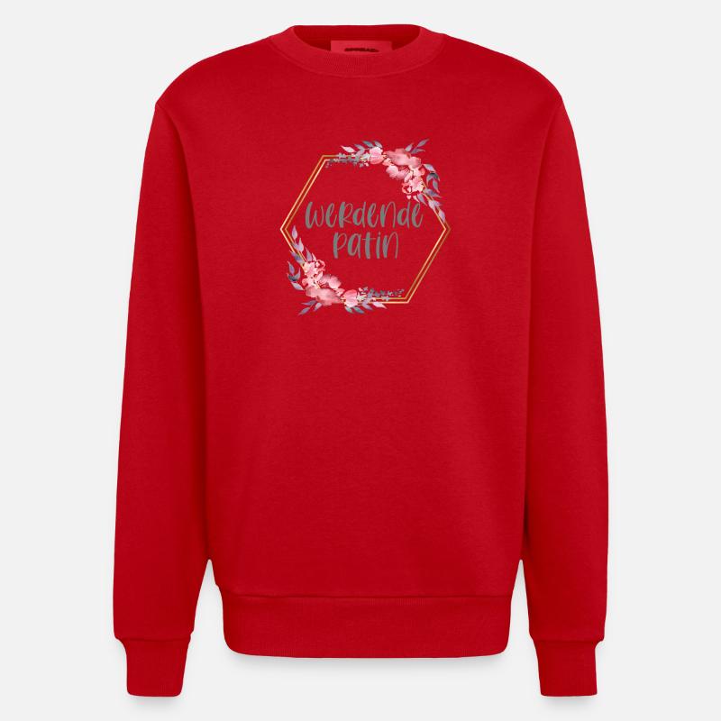 Boho werdende Patin Geschenk - Heavyweight Oversized Organic Crew Neck Made in EU - Rot