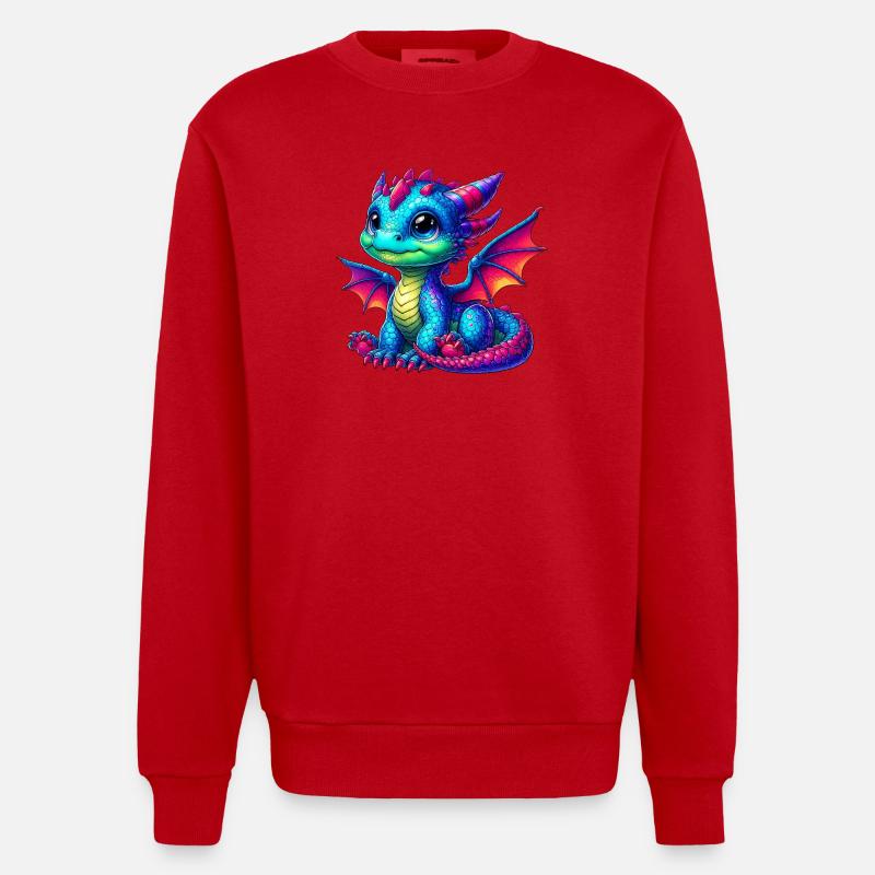 Drache - Heavyweight Oversized Organic Crew Neck Made in EU - Rot
