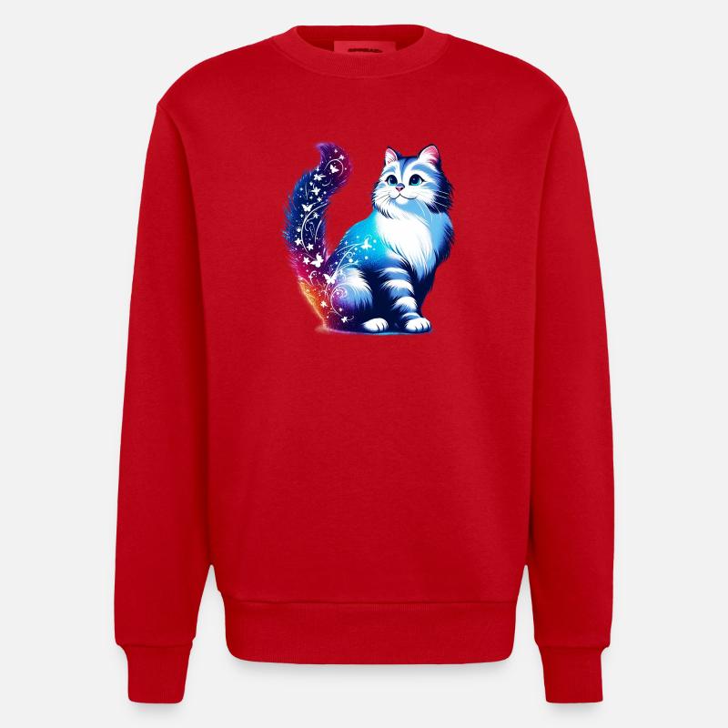 Cat - Heavyweight Oversized Organic Crew Neck Made in EU - red