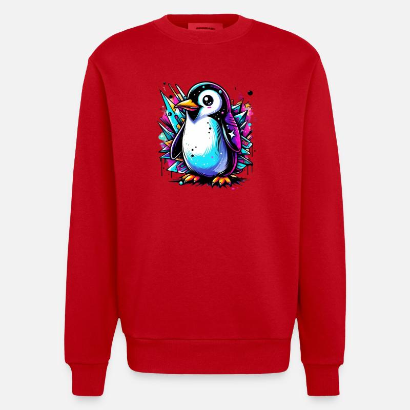 Penguin - Heavyweight Oversized Organic Crew Neck Made in EU - red
