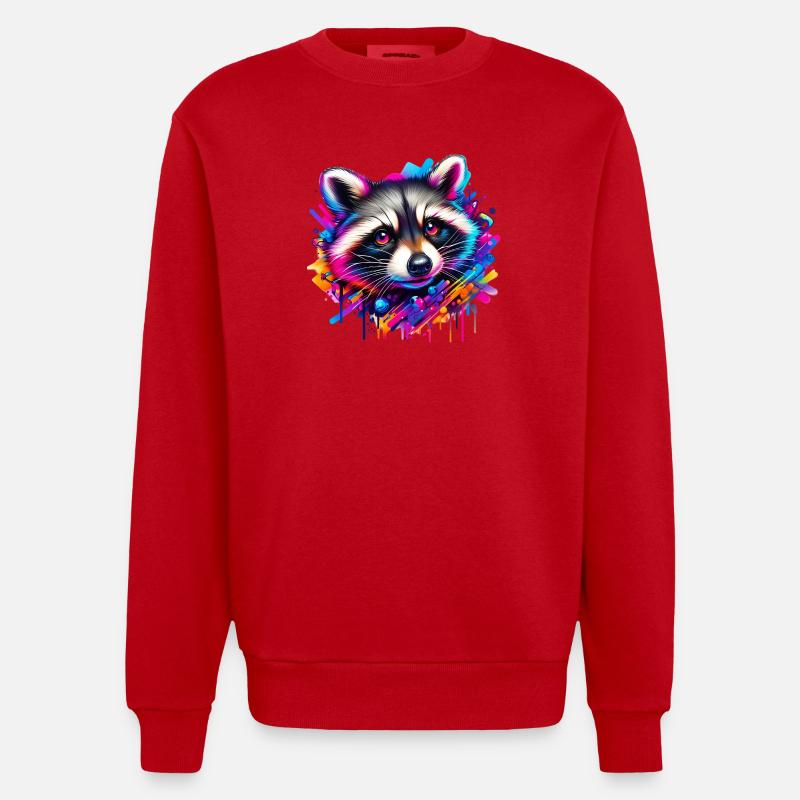 Raton laveur - Sweat bio épais oversize fabriqué en UE - rouge