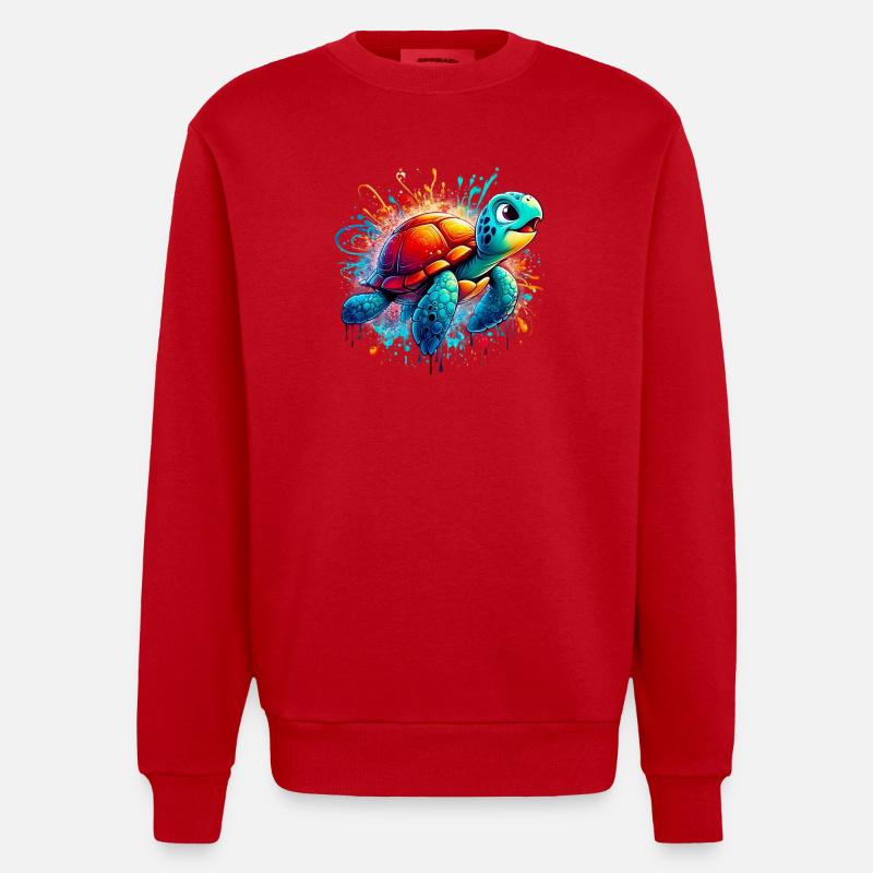 Turtle - Heavyweight Oversized Organic Crew Neck Made in EU - red