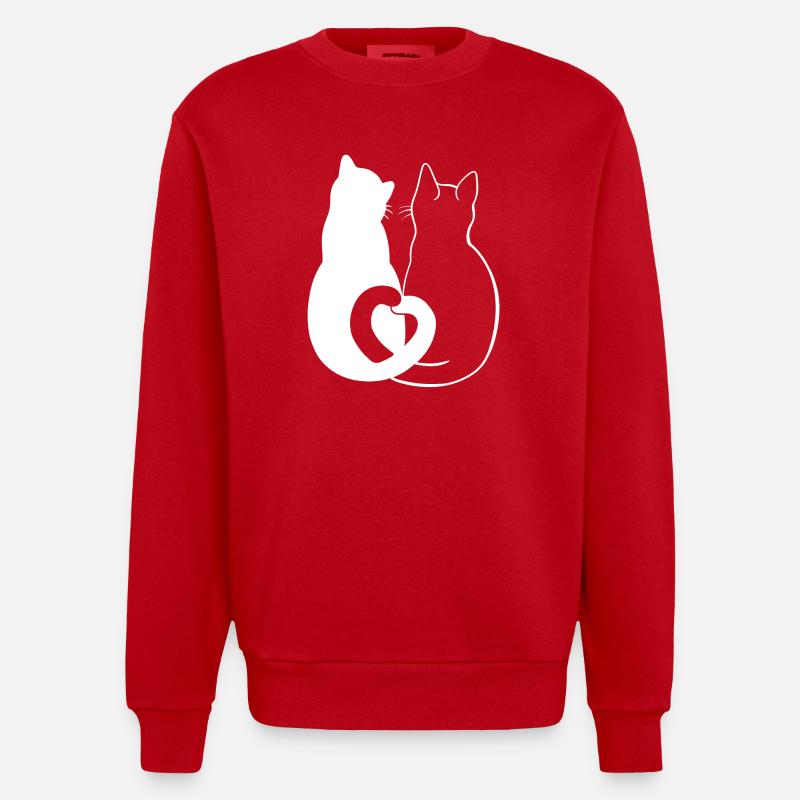 Liebevolle Katzen Silhouette Kunst - Heavyweight Oversized Organic Crew Neck Made in EU - Rot