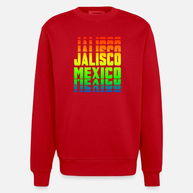 Jalisco Mexiko Regenbogen Design - Heavyweight Oversized Organic Crew Neck Made in EU - Rot
