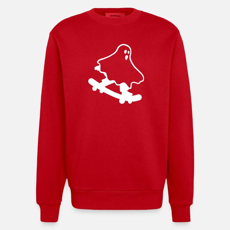 Skateboarding Geist Halloween - Heavyweight Oversized Organic Crew Neck Made in EU - Rot