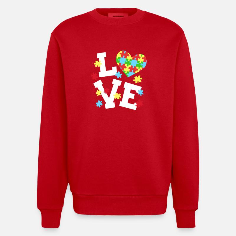 Autismus Bewusstsein - Heavyweight Oversized Organic Crew Neck Made in EU - Rot