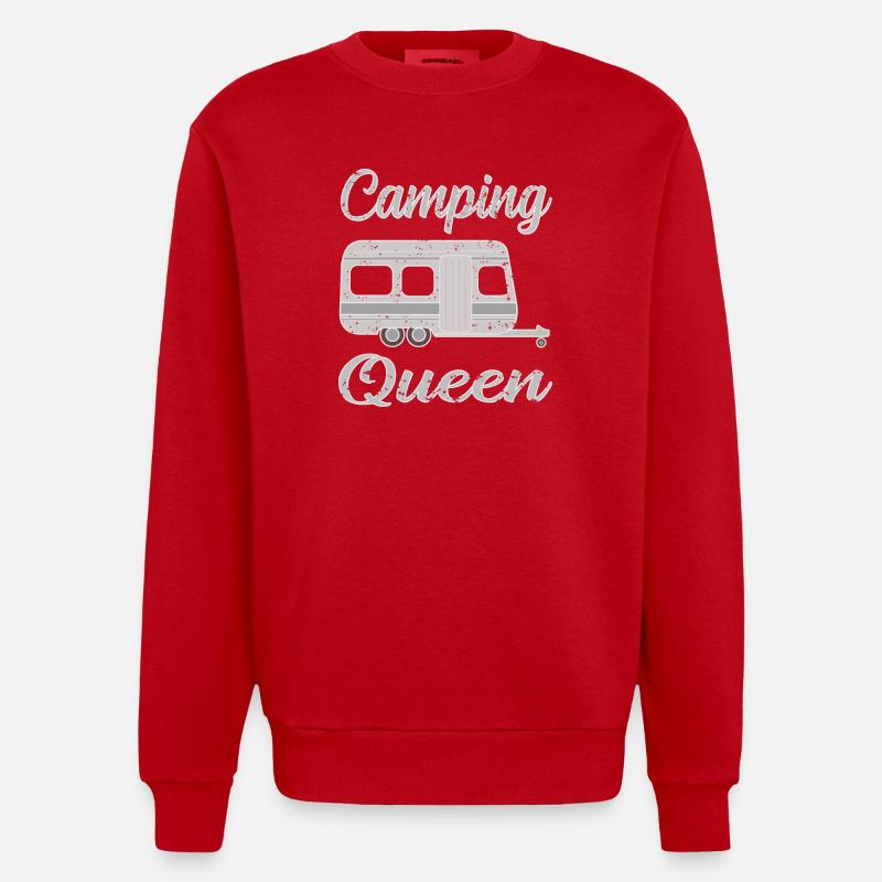 Camping in a caravan - Heavyweight Oversized Organic Crew Neck Made in EU - red