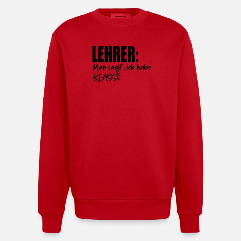 LEHRER SPRÜCHE MIT KLASSE - Heavyweight Oversized Organic Crew Neck Made in EU - Rot