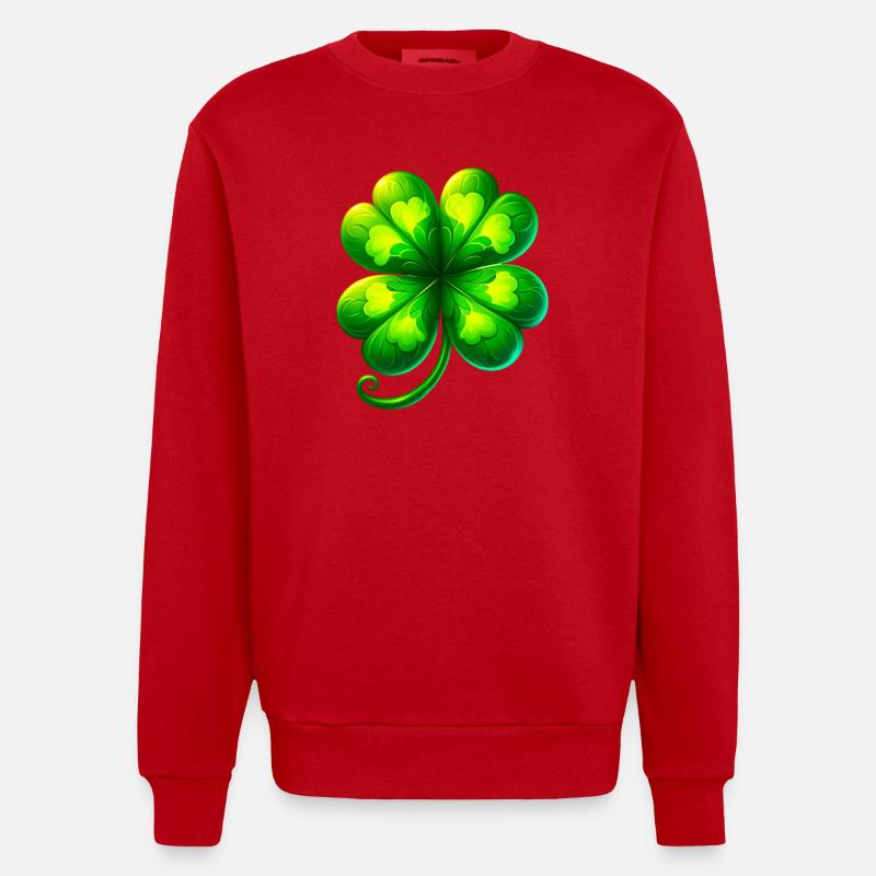 Vierblättriges Kleeblatt - Heavyweight Oversized Organic Crew Neck Made in EU - Rot