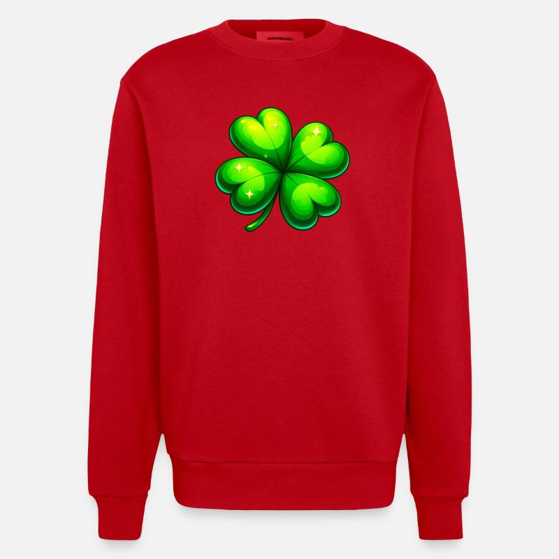 Vierblättriges Kleeblatt - Heavyweight Oversized Organic Crew Neck Made in EU - Rot