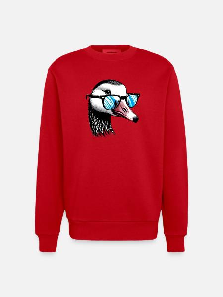 Goose with Glasses - Heavyweight Oversized Organic Crew Neck Made in EU - red