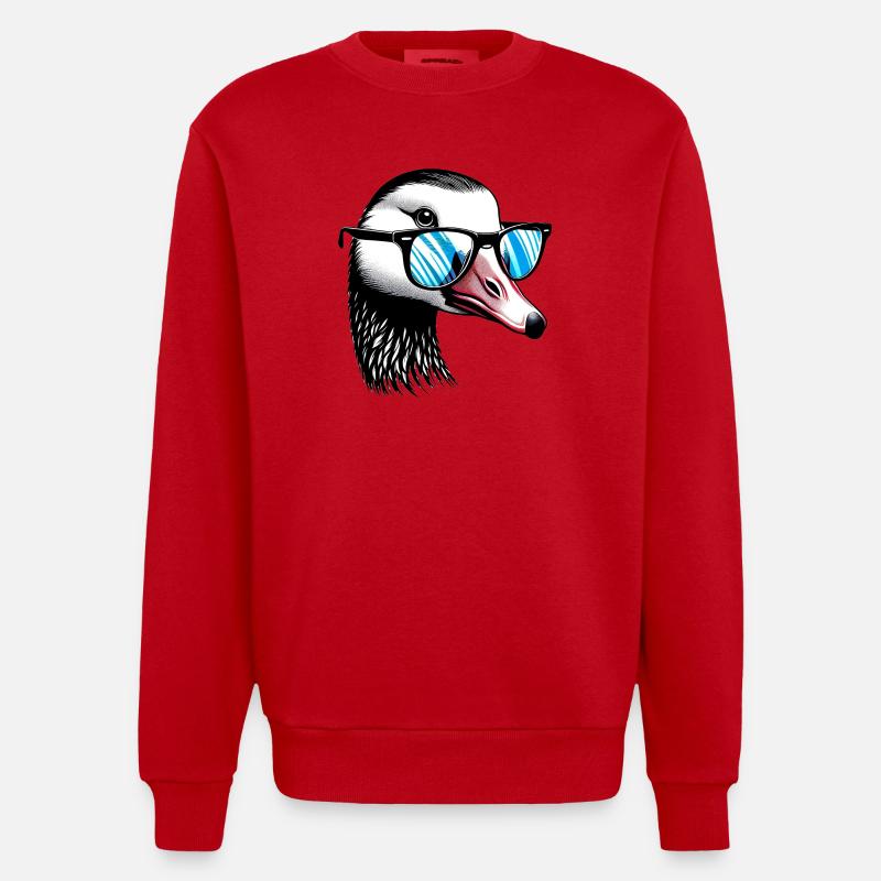 Gans mit Brille - Heavyweight Oversized Organic Crew Neck Made in EU - Rot
