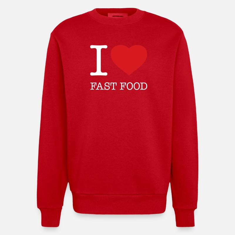 J'AIME LA RESTAURATION RAPIDE - Sweat bio épais oversize fabriqué en UE - rouge