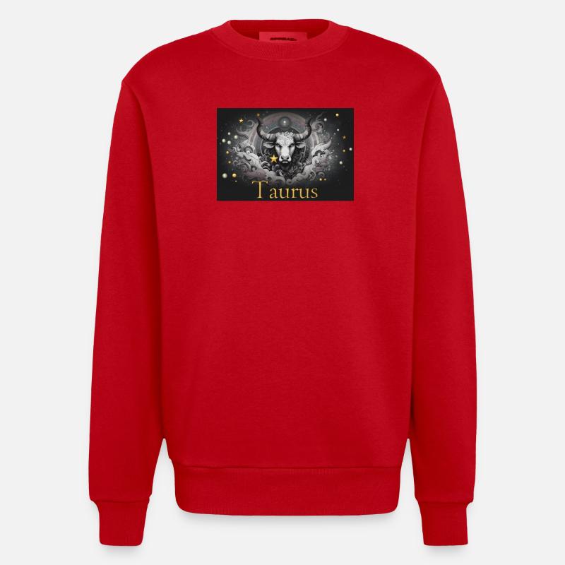 Taurus Sternzeichen Sternzeichen Stier  - Heavyweight Oversized Organic Crew Neck Made in EU - Rot