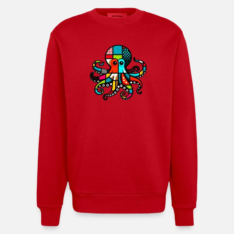 Pieuvre - Sweat bio épais oversize fabriqué en UE - rouge