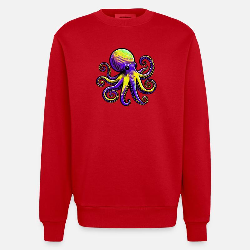 Krake - Heavyweight Oversized Organic Crew Neck Made in EU - Rot