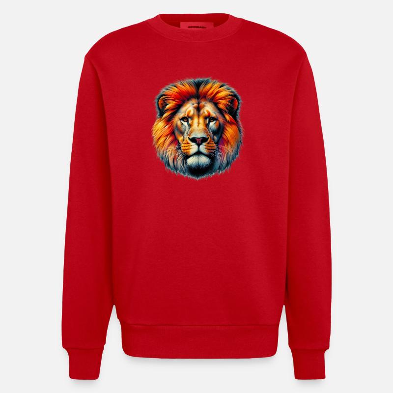Löwe - Heavyweight Oversized Organic Crew Neck Made in EU - Rot