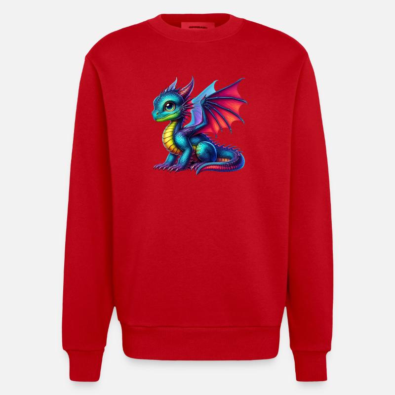 Drache - Heavyweight Oversized Organic Crew Neck Made in EU - Rot