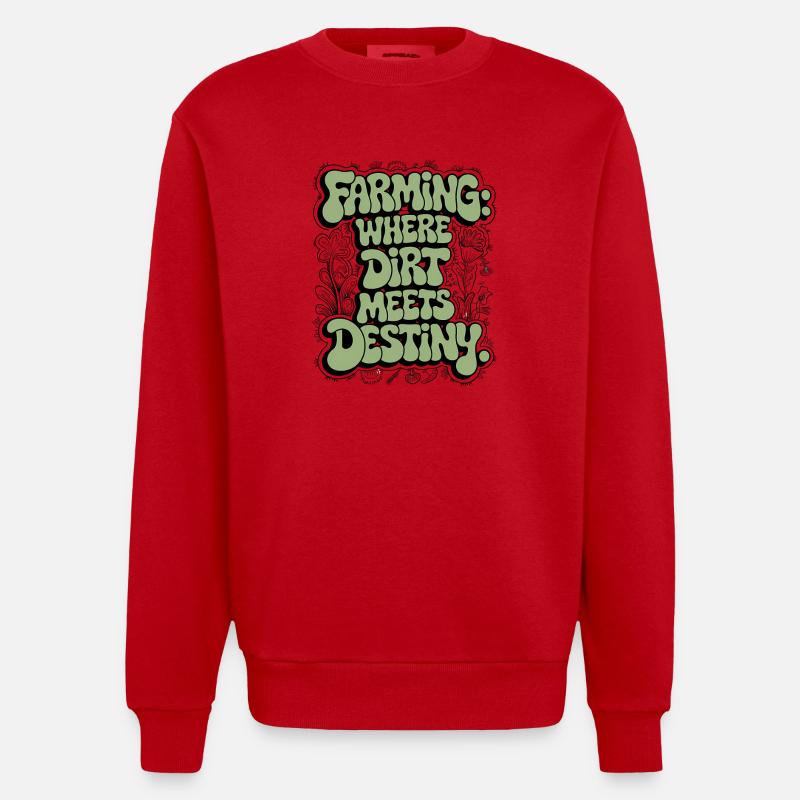 FARMING: WHERE DIRT MEETS DESTINY - Heavyweight Oversized Organic Crew Neck Made in EU - red