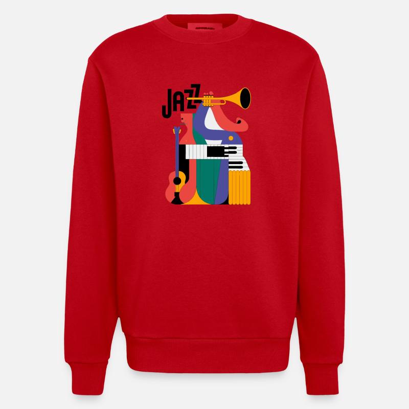 Conception de composition musicale astucieuse - Sweat bio épais oversize fabriqué en UE - rouge