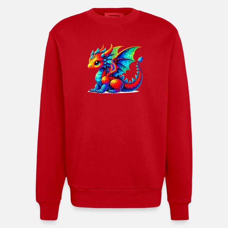 Drache - Heavyweight Oversized Organic Crew Neck Made in EU - Rot