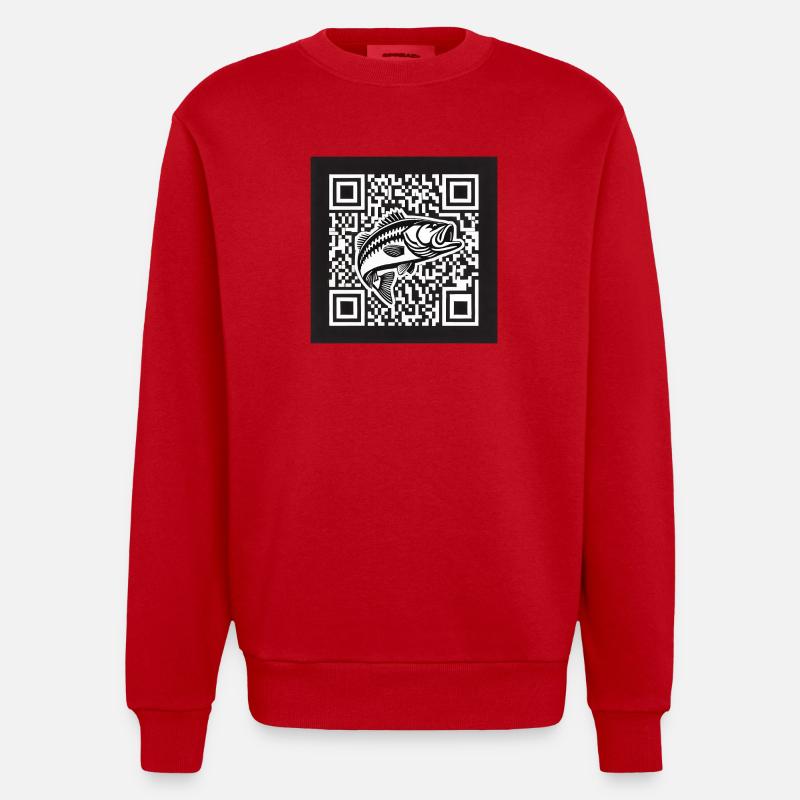 Perch QR Code Design - Heavyweight Oversized Organic Crew Neck Made in EU - red