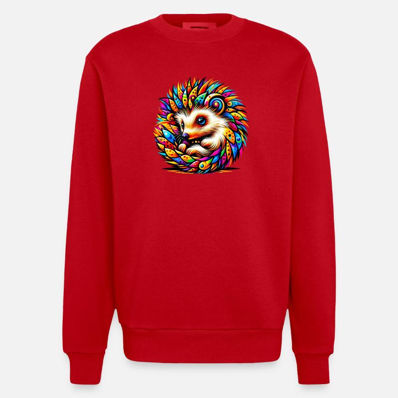 Hedgehog - Heavyweight Oversized Organic Crew Neck Made in EU - red