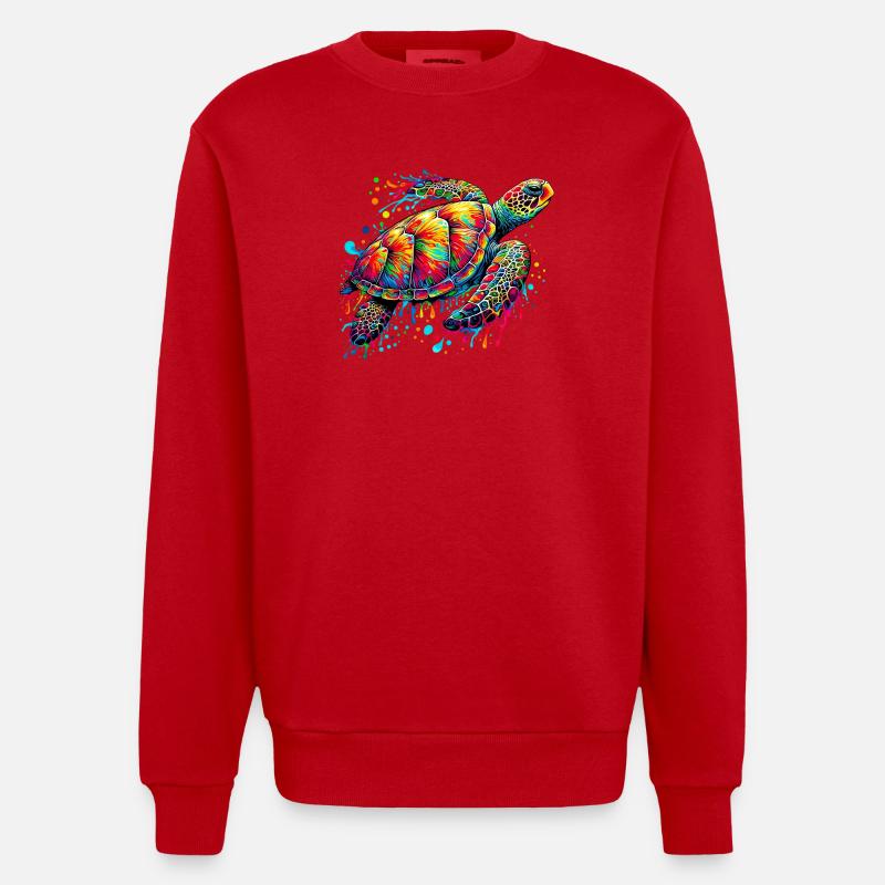 Turtle - Heavyweight Oversized Organic Crew Neck Made in EU - red