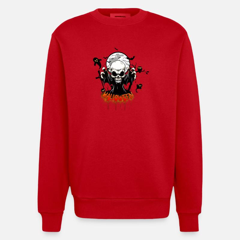 Crâne avec des dents acérées - Sweat bio épais oversize fabriqué en UE - rouge