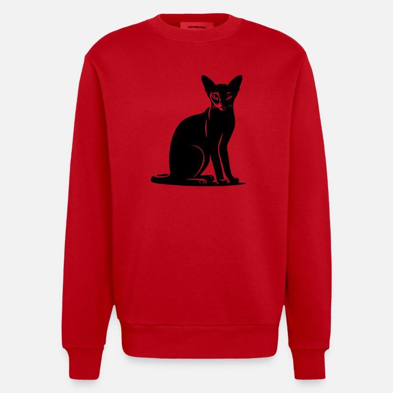 Abessiner Katze - Heavyweight Oversized Organic Crew Neck Made in EU - Rot