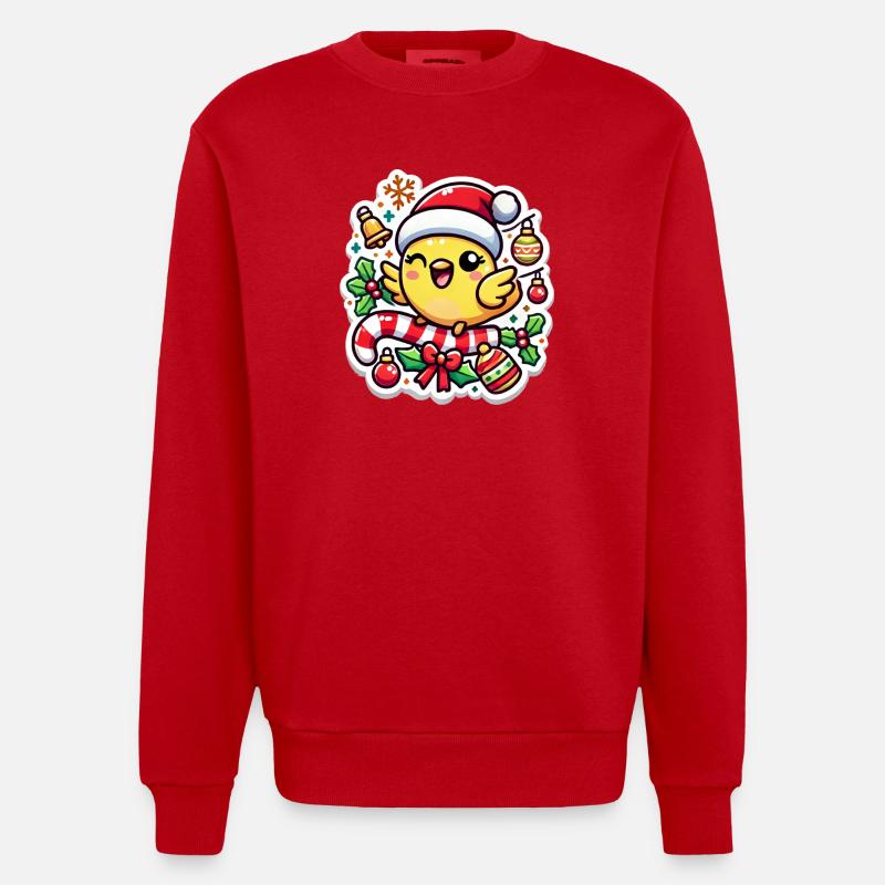 Puce de Canari de Noël - Sweat bio épais oversize fabriqué en UE - rouge