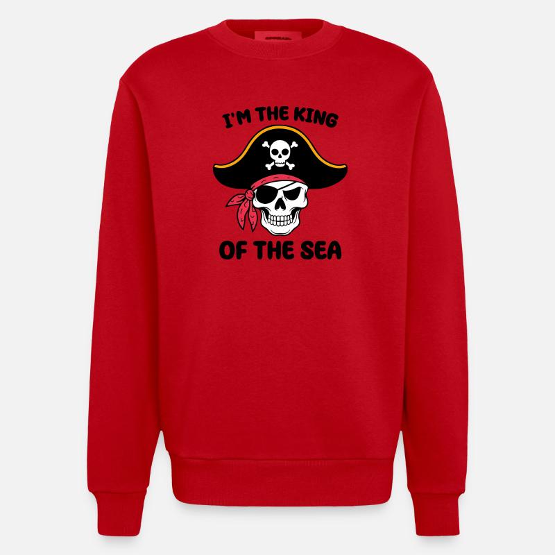 Crâne de pirate avec cache-œil - Sweat bio épais oversize fabriqué en UE - rouge