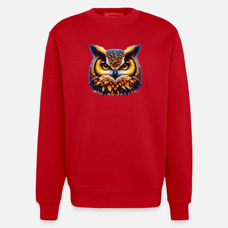 Owl - Heavyweight Oversized Organic Crew Neck Made in EU - red