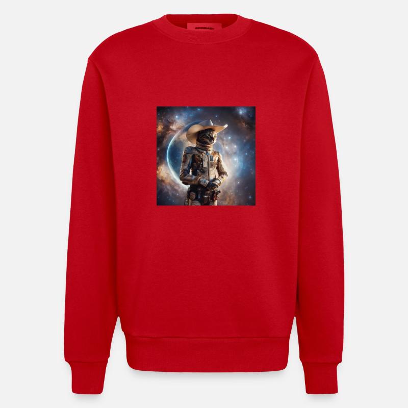 Chat de l’espace - Sweat bio épais oversize fabriqué en UE - rouge