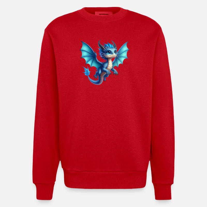 Drache - Heavyweight Oversized Organic Crew Neck Made in EU - Rot
