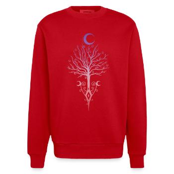 Okkulter Mondbaum Dunkler Herbst - Heavyweight Oversized Organic Crew Neck Made in EU - Rot - Vorne - AI Model Female 172 light (172cm) & AI Model Male 178 light (178cm)