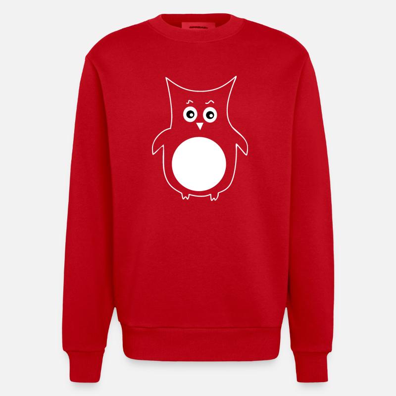 weiße Eule Vogel weiß - Heavyweight Oversized Organic Crew Neck Made in EU - Rot