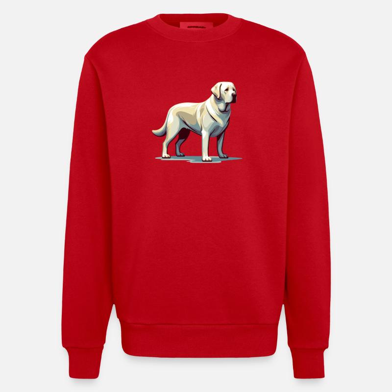 Labrador blanc debout - Sweat bio épais oversize fabriqué en UE - rouge