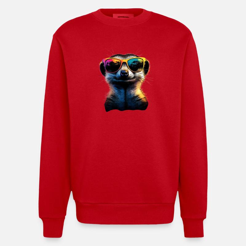Erdmännchen Sonnenbrille Bunt Süßes Erdmännchen - Heavyweight Oversized Organic Crew Neck Made in EU - Rot