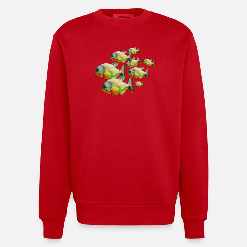 Poisson dans un banc - Sweat bio épais oversize fabriqué en UE - rouge