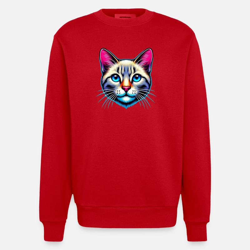 Chat - Sweat bio épais oversize fabriqué en UE - rouge