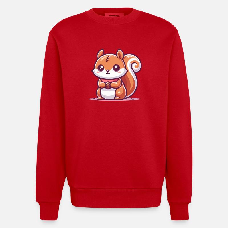 Ecureuil avec une graine - Sweat bio épais oversize fabriqué en UE - rouge