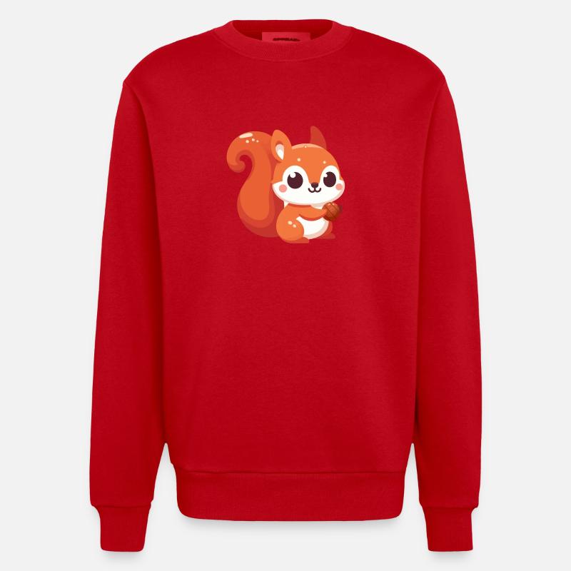 Chibi Eichhörnchen Kawaii - Heavyweight Oversized Organic Crew Neck Made in EU - Rot