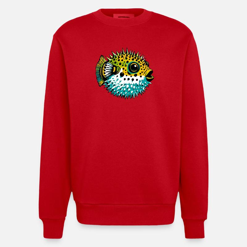 Kugelfisch - Heavyweight Oversized Organic Crew Neck Made in EU - Rot