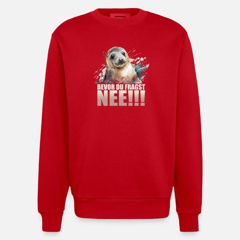 Bevor du fragst - Nee!!! - Heavyweight Oversized Organic Crew Neck Made in EU - Rot